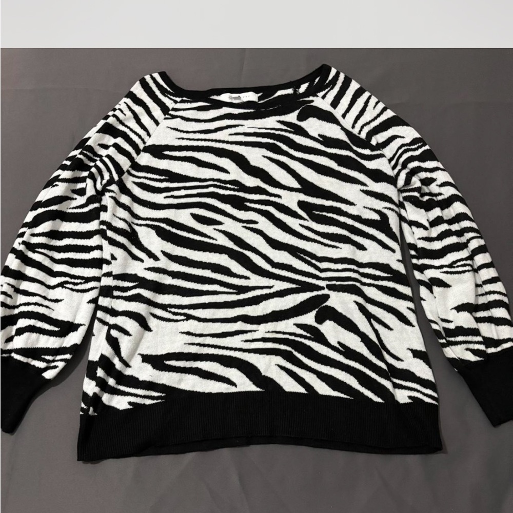 Fever Black and White Animal Print Sweater